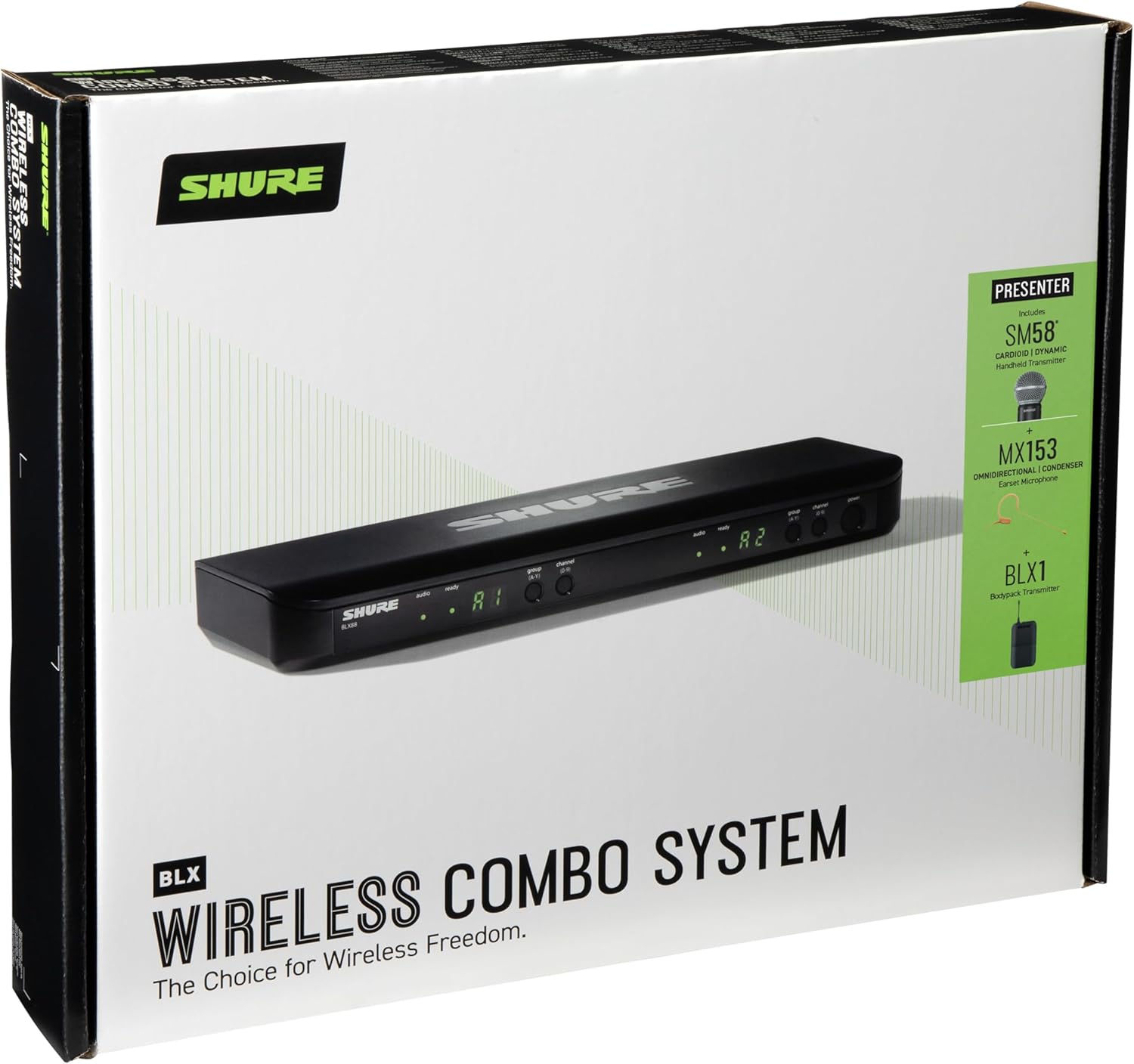 Shure BLX1288/MX153 Wireless Microphone System - 14-Hour Battery Life, 300 ft Range, UHF | Includes Handheld & Earset Mics, Dual Channel Receiver | H9 Band (BLX1288/MX153-H9)