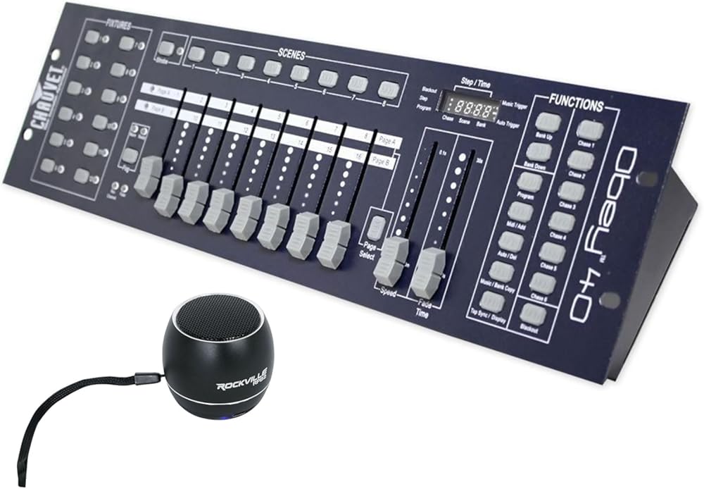 Audiosavings Bundle (1) Chauvet DJ OBEY40 Universal DMX-512 Light Controller With 192 Channels Bundle With (1) Rockville RPB2-BLACK Handheld Wireless Portable Bluetooth Speaker Great Sound (Items 2)