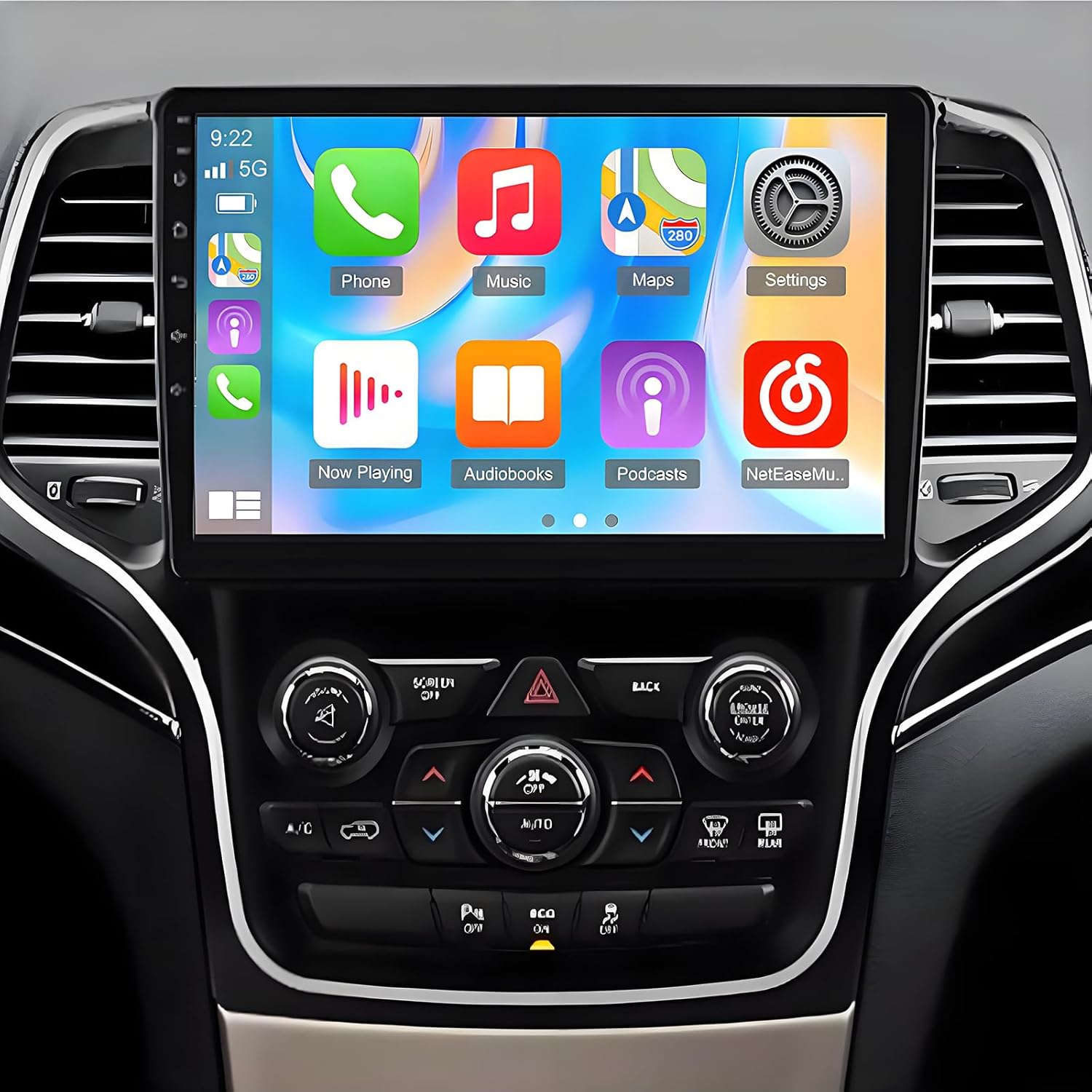 PHEZEN Car Stereo Radio Fit for Grand Cherokee 2014 2015 2016 2017 2018 2019 2020 2021 2022, 10inch Touchscreen Car Radio with Carplay & Android Auto Bluetooth Navigation AHD Camera 2+32G