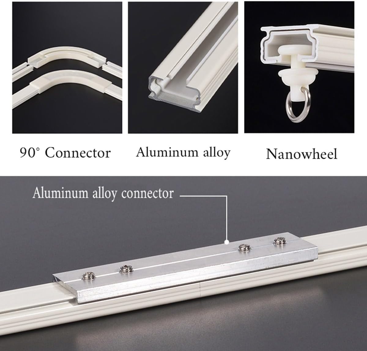 JEDAL Curtain Track Ceiling Track Wall Mount Curtain Rails System with Nano Rollers and 90 Degree Corner Bends Living Room Shower Room Curtain Tracks Set (Size : 15.1ft)