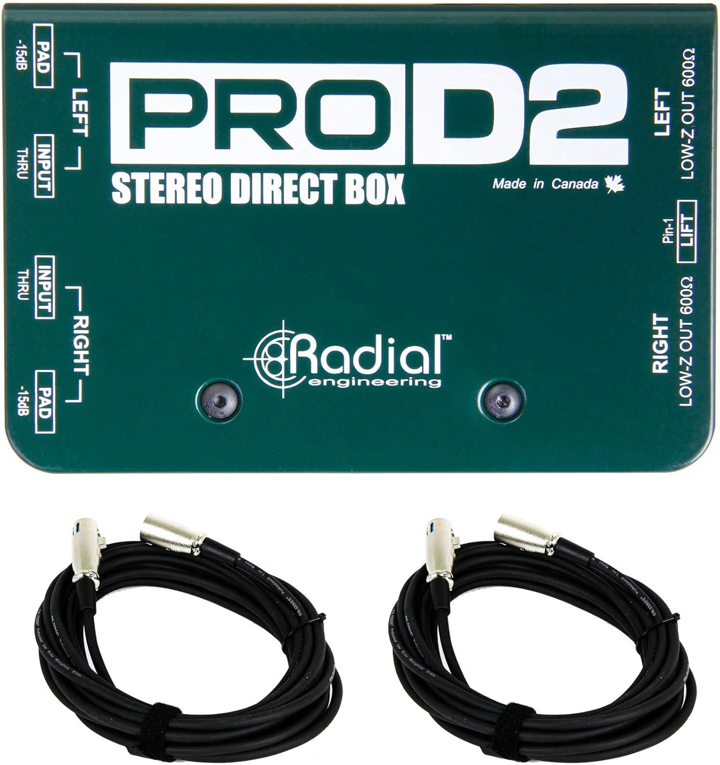 Radial Engineering ProD2 Bundle with 2 XLR Cables (3 Items)