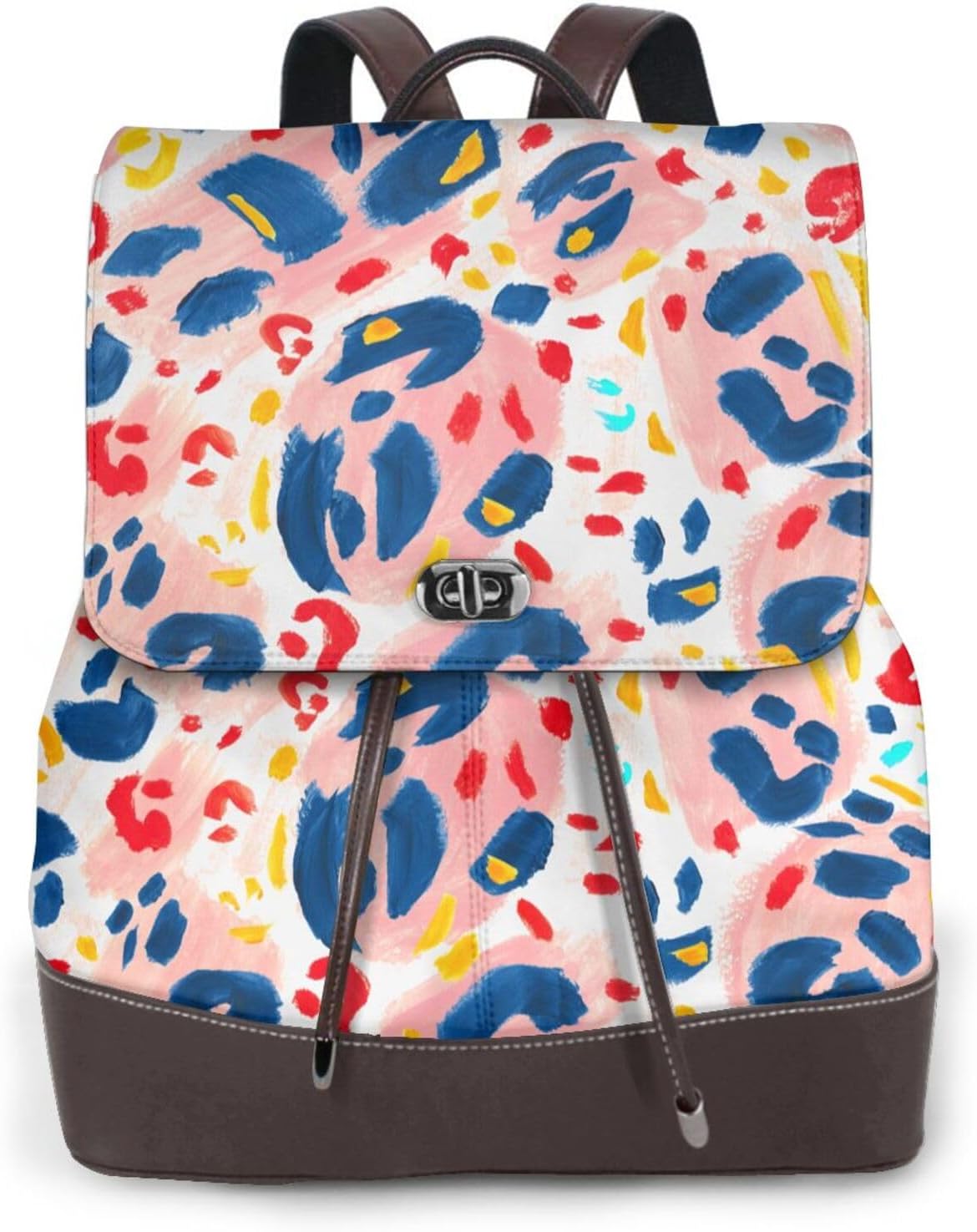 Hand Painted Abstract Leopard Print for Womens Backpack Purse Microfiber PU Anti-theft Large Fashion Designer Travel Bag Ladies Shoulder Bags