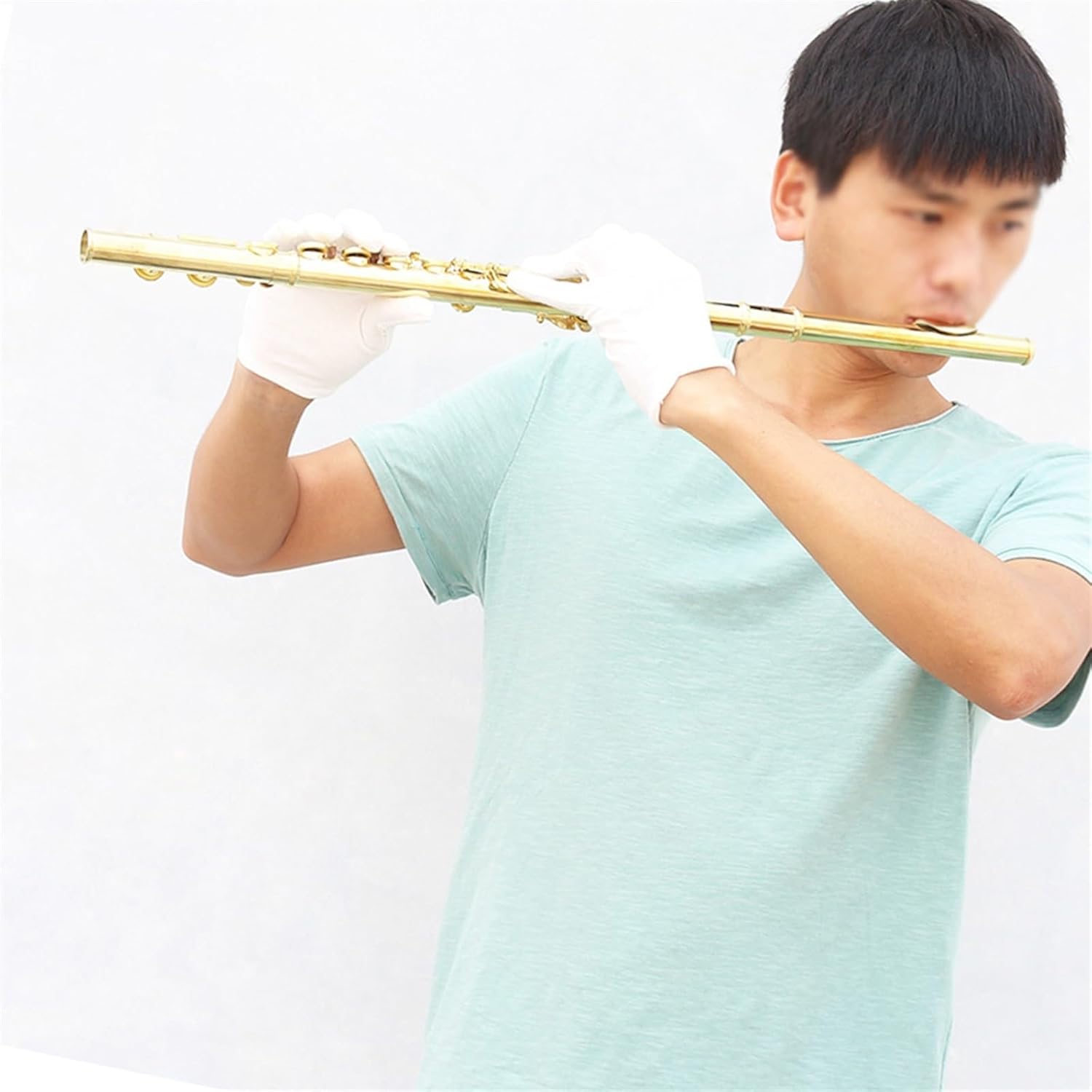 Flute Golden 16 Holes C Tone Flute with E Key Woodwind Instrument Closed Hole Gold-Plated Keys Cupronickel Tube Flutes Musical Instruments
