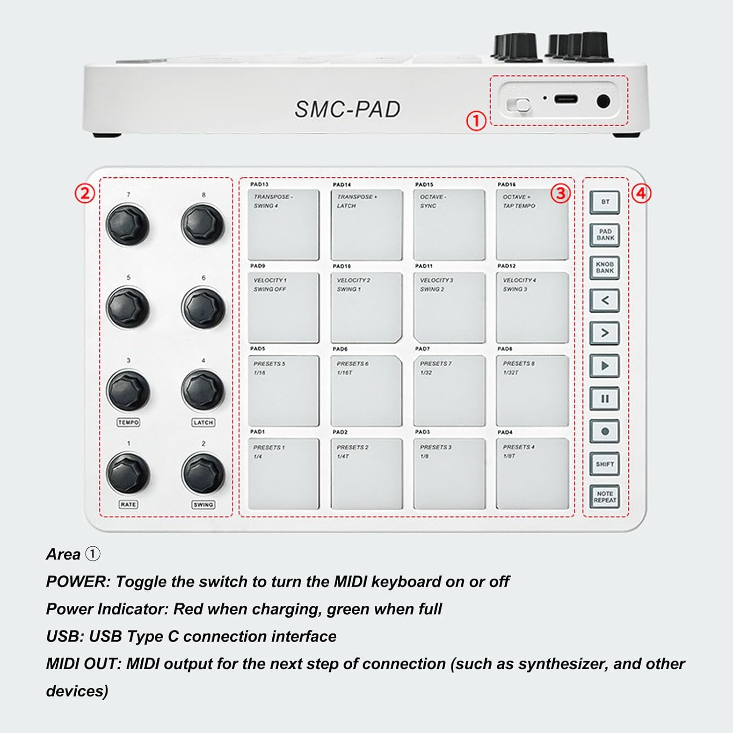 16 RGB MIDI Controller, Backlit Pads with 8 Rotating Knobs for Music Production