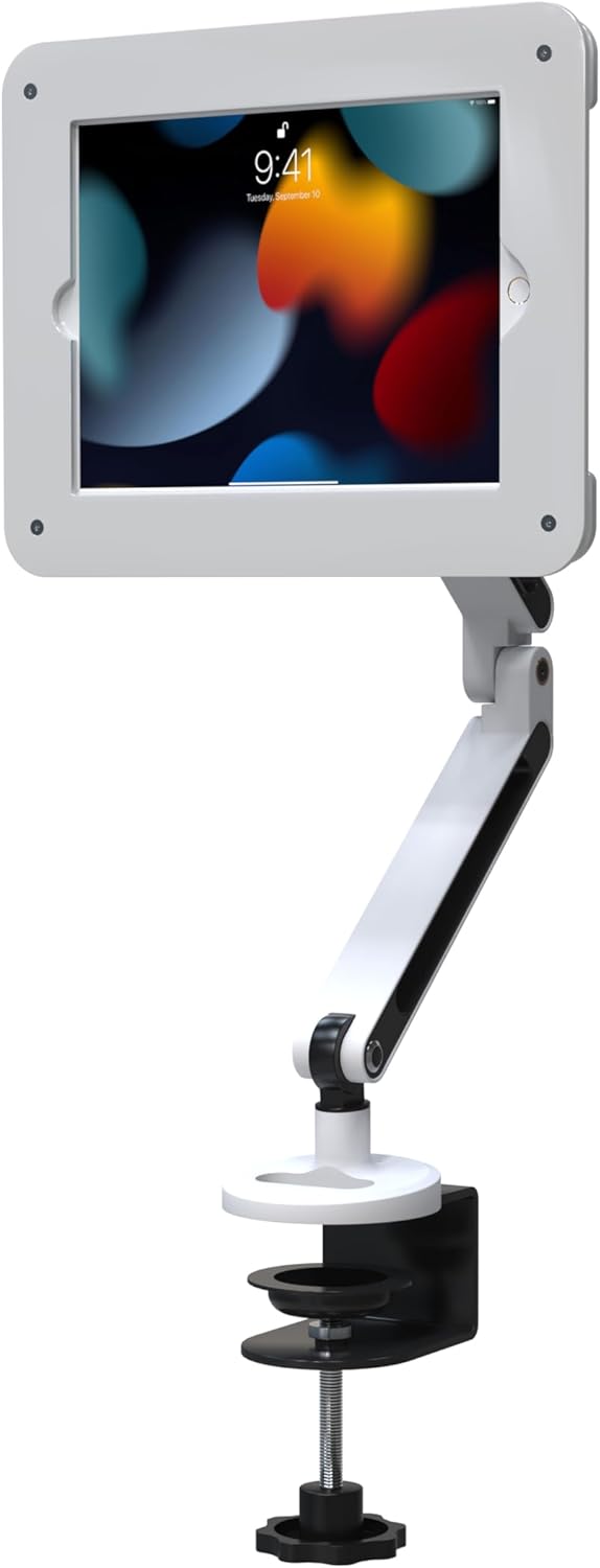 Security Enclosure & Arm – CTA Articulating Sleek Desk Mount Arm W/Security Enclosure for Ipad 10.2 Series, Ipad Air 3 and Pro 10.5 (PAD-ADMAEW)