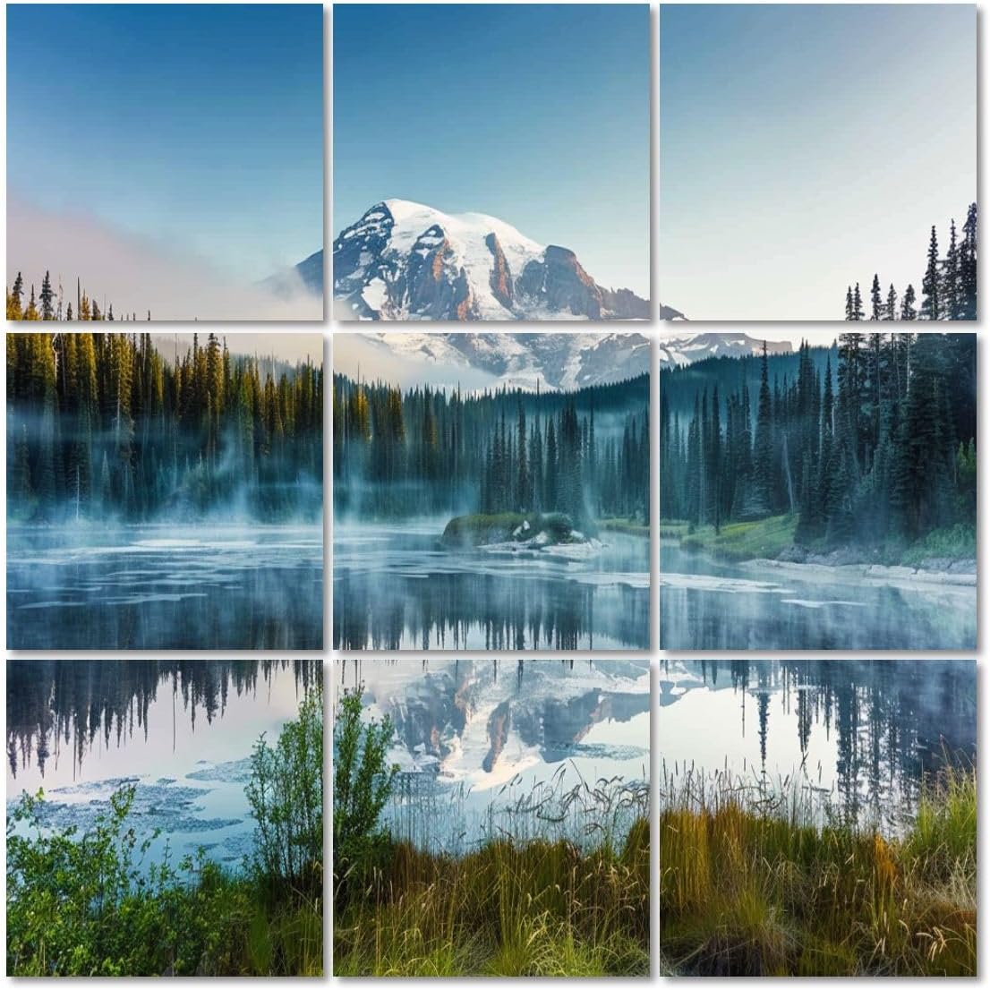 Art Acoustic Panels Self Adhesive Scenic view Mount Rainier reflected across reflection lakes 9 Packs Decorative Soundproof Wall Panels Large Sound Absorbing Panels for Home Office 60