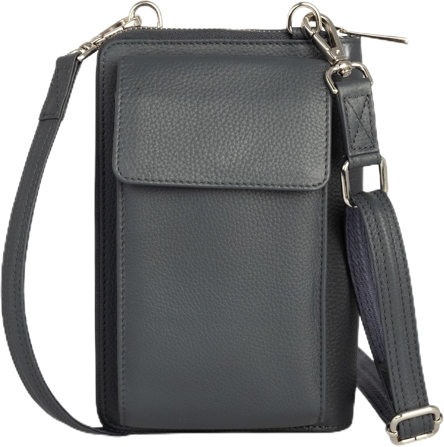 BULL GUARD Crossbody Leather Wallet Phone Purse, Anti Theft and RFID Blocking, Small Elegant Design for Travel