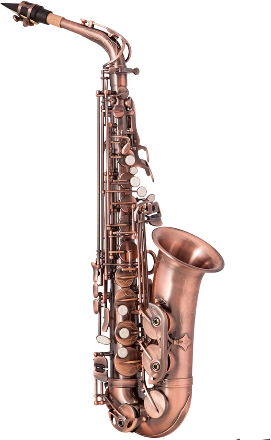 Saxophone Straight High Grade Red Bronze Bent EB Alto Saxophone E-Flat Sax Carved Pattern Woodwind Instrument with Carry Case