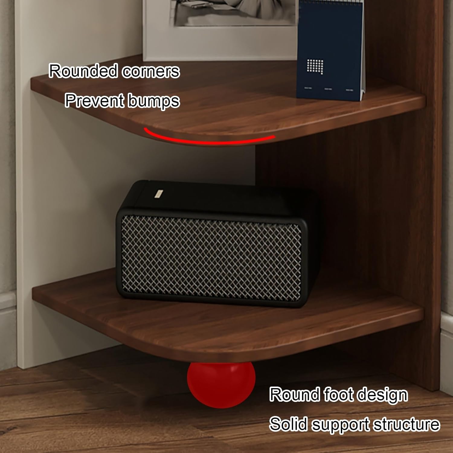 Modern Vertical Bookshelf Tower, Free Standing Corner Bookcase Open Shelves, Simple Storage Shelf Unit, Storage Cabinet Display Rack for Small Spaces(Brown 1,35 * 120cm/13.8 * 47.2in)