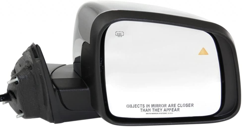 For Jeep Grand-Cherokee 2011-2018 Door Mirror Passenger Side | Power Folding | Power | Heated | w/Blind Spot Detection | w/Memory & Signal Light | Chrome | Replacement For 68236930AF