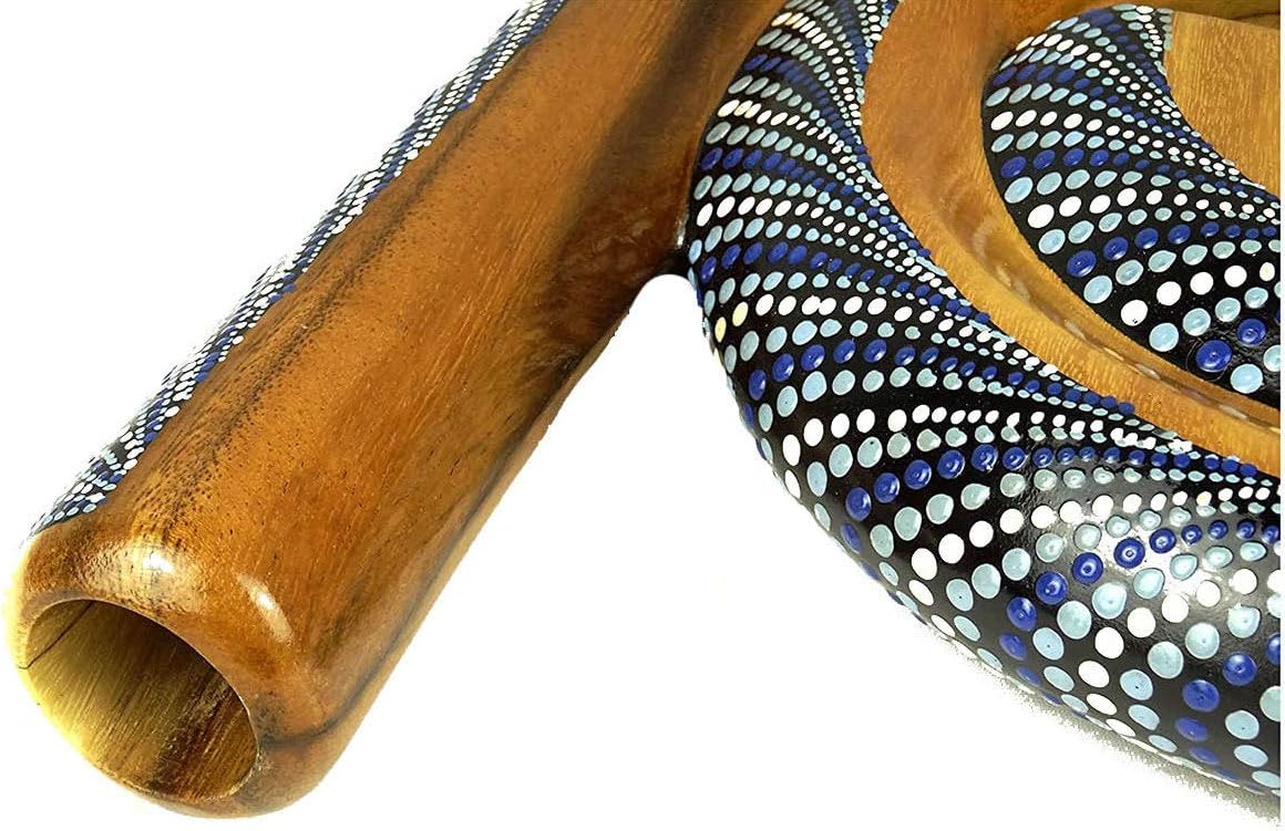 Didgeridoo Instrument – Spiral Shaped Solid Mahogany Travel Didgeridoo – Hand-Painted Aboriginal Style by JIVE, Professional Resonant Tone for Sound Therapy & Circular Breathing (Spiral, Multi Color)