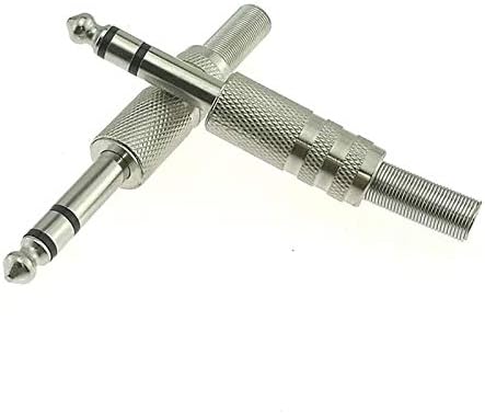 Davitu Electrical Equipments Supplies - 100pcs Jack 6.5mm Audio Wire Connector 6.35mm Power Amplifier Plug Microphone Guitar Adapter Metal TRS