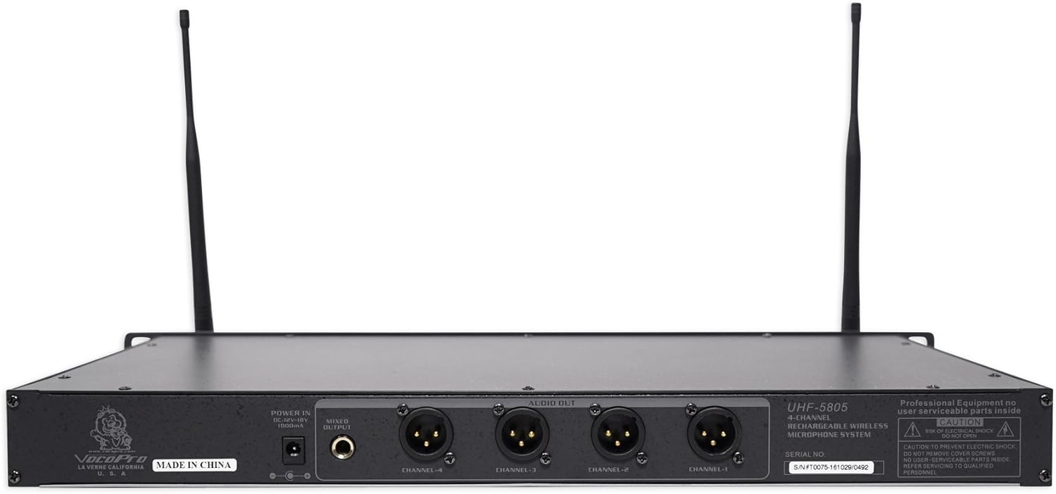 Vocopro UHF58059 Rec 4 Ch Wrls Mic System