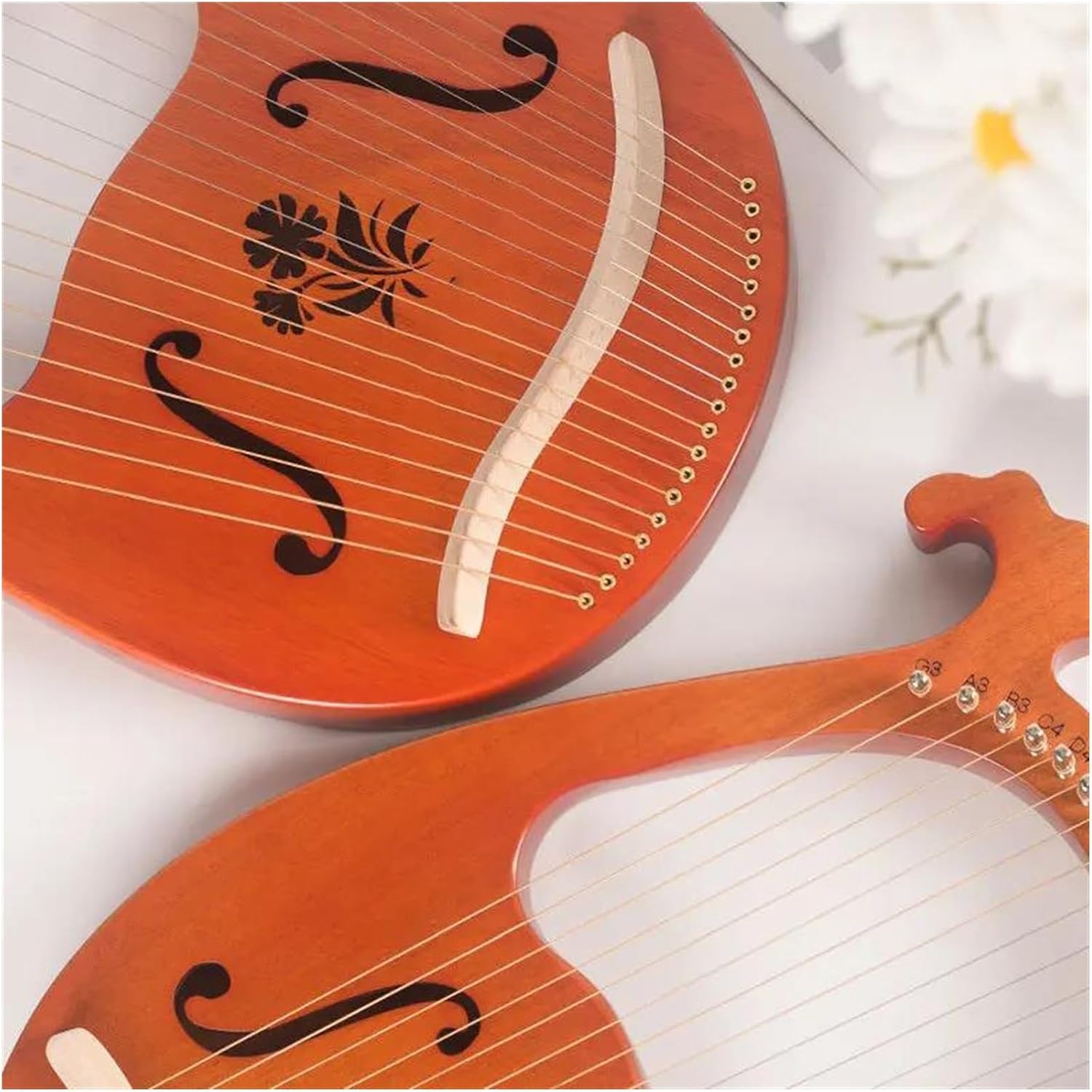 Lyre Harp Set 16/19 Strings Wooden Mahogany Harp Classical Musical Instrument With Tuning For Music Lovers Easy To Learn(19H)