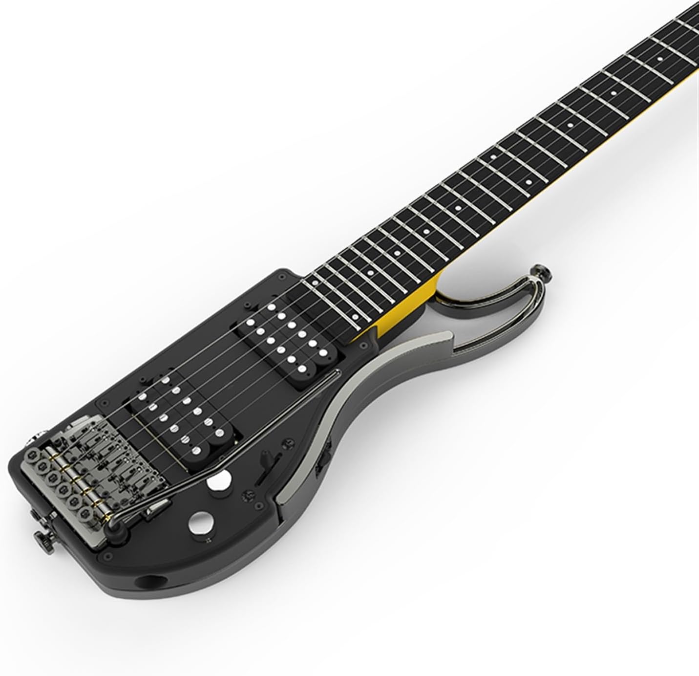 VENEKA Headless Electric Guitar Headless Travel Electric Guitar with Ebony Fingerboard Aluminum Alloy Body Double Humbucker Pickups
