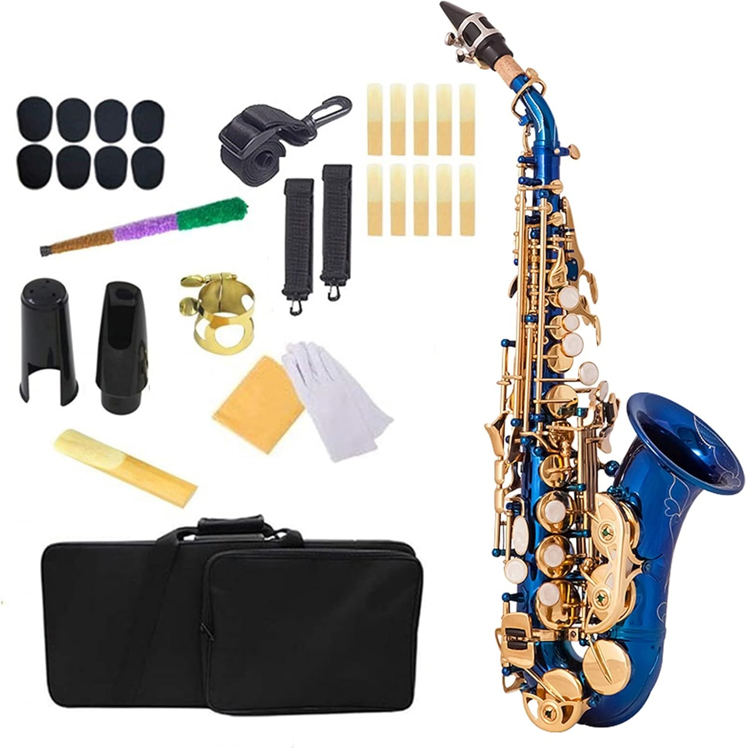 Saxophone Set Brass Golden Carve Pattern Bb Bend Althorn Saxophone Pearl White Shell Buttons Wind Instrument Student Saxophone