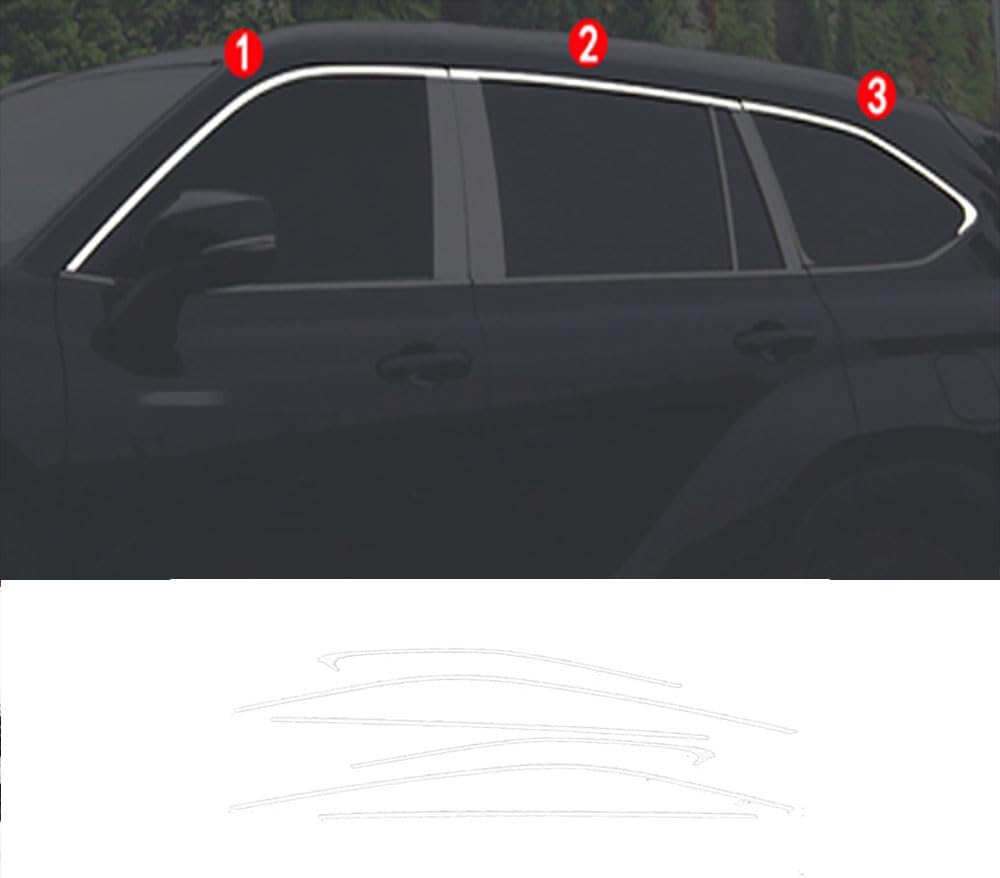 Car Accessories Fit for Toyota Highlander Stainless Steel 2020-2025 Chrome Upper Windows Frame Sill Molding Cover Trims 6PCS