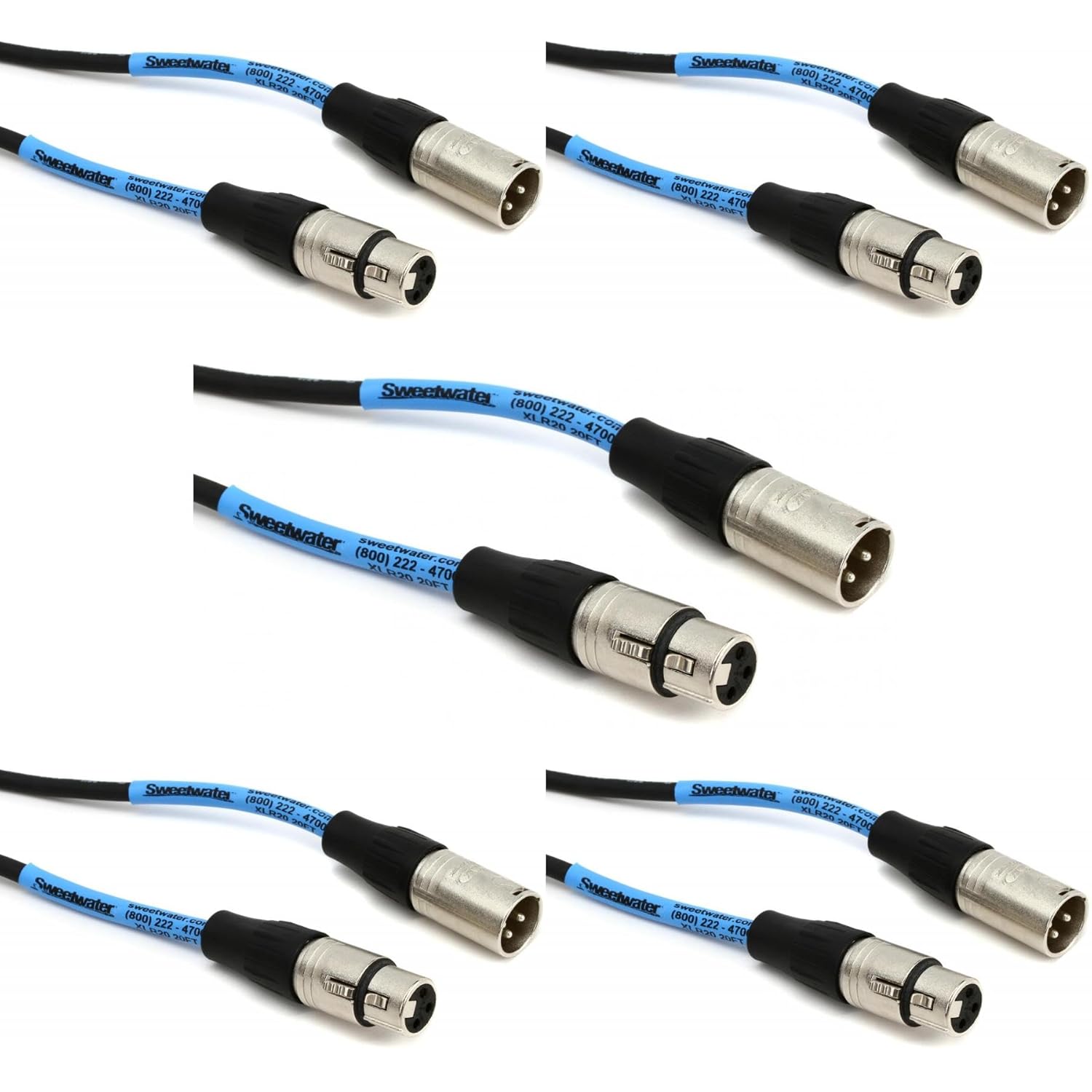 Pro Co EXM-20, 5-Pack Excellines Microphone Cable - 20 Feet