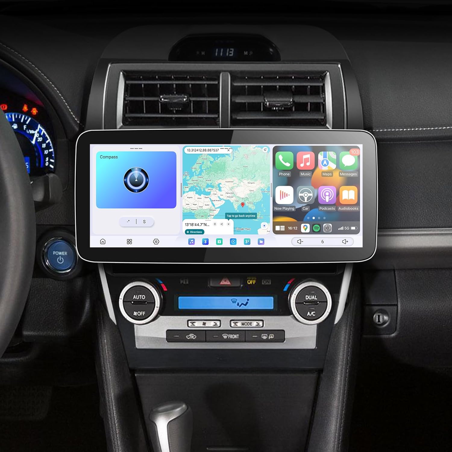 JOYING Car Radio for Toyota Camry 2012 2013 2014, Android 13 Car Stereo 12.3 Inch QLED Touch Screen 12GB+256GB with Carplay & Android Auto, AM/FM, GPS, 5G WiFi(JY-TT907N12)