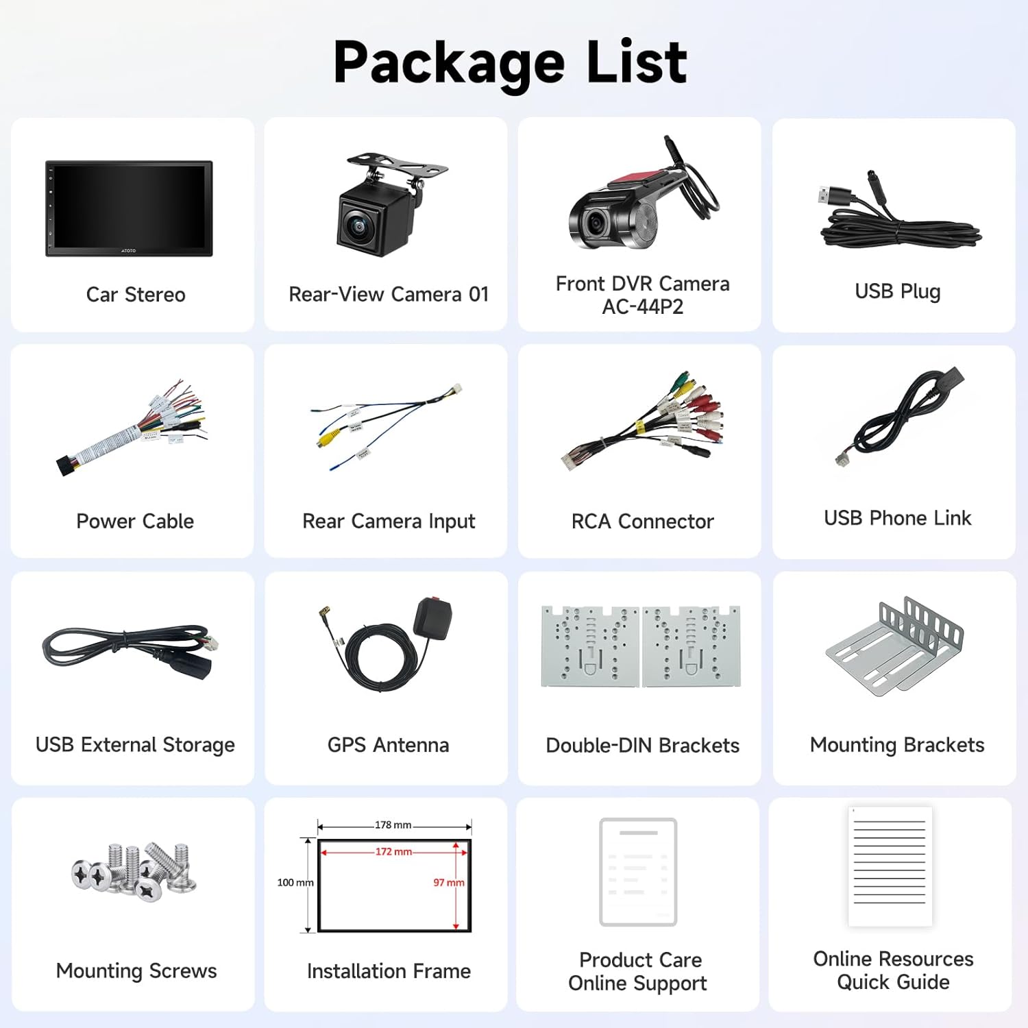 A5L 7inch Android Double Din Car Stereo with 1080P DVR Dash Cam&Backup Camera, Wireless CarPlay/Android Auto, Wi-Fi/Bluetooth/USB, 24EQ, DSP, GPS Tracking, LRV, Mirror Link