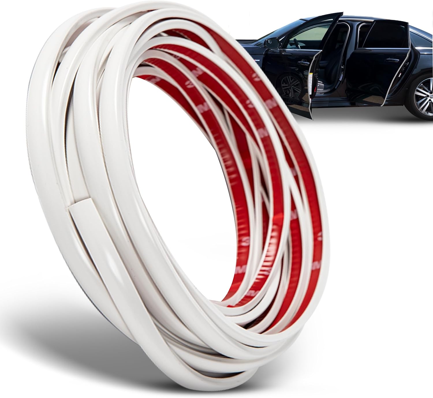 True Line Automotive White Car Door Edge Guards - 50 FT Car Door Edge Protector - Ultra-Durable Door Edge Guard with 3M Adhesive, Universal Fitting, Scratch Protection for Car Doors, Lightweight