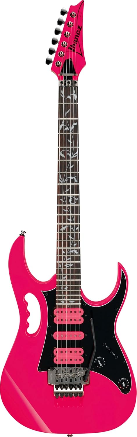 Ibanez JEMJRSP JEM Steve Vai Electric Guitar - Pink Bundle with Gig Bag, Tuner, Strap, Cable, Austin Bazaar Instructional DVD, and Polishing Cloth