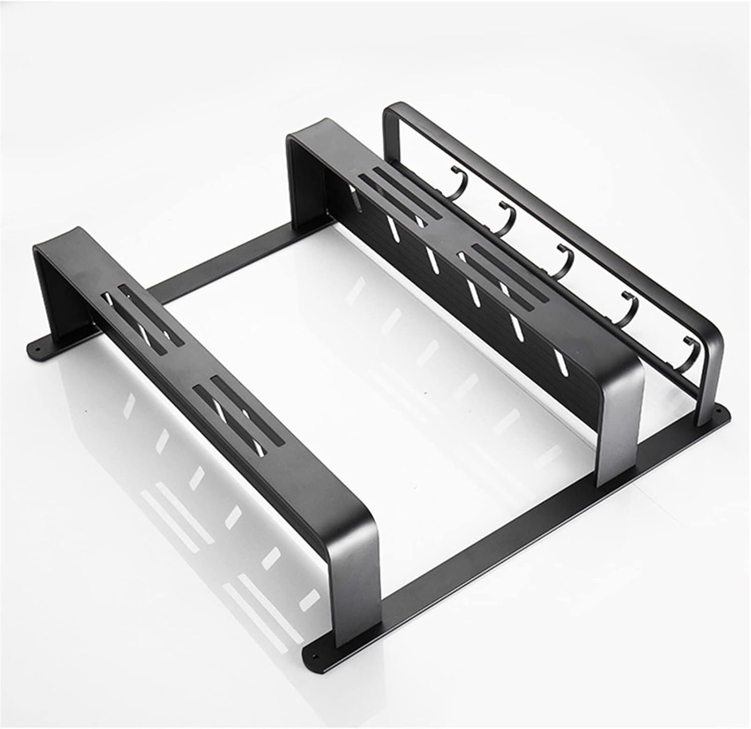 Shower Caddy Bathroom Shelf Wall Mount Black Aluminum Bathroom Shelf Shower Caddy Bath Rack with Bar and Hook for Towel Shampoo Shelves Storage Kitchen Shower Organizer ( Color : 1 Layer and Bar )