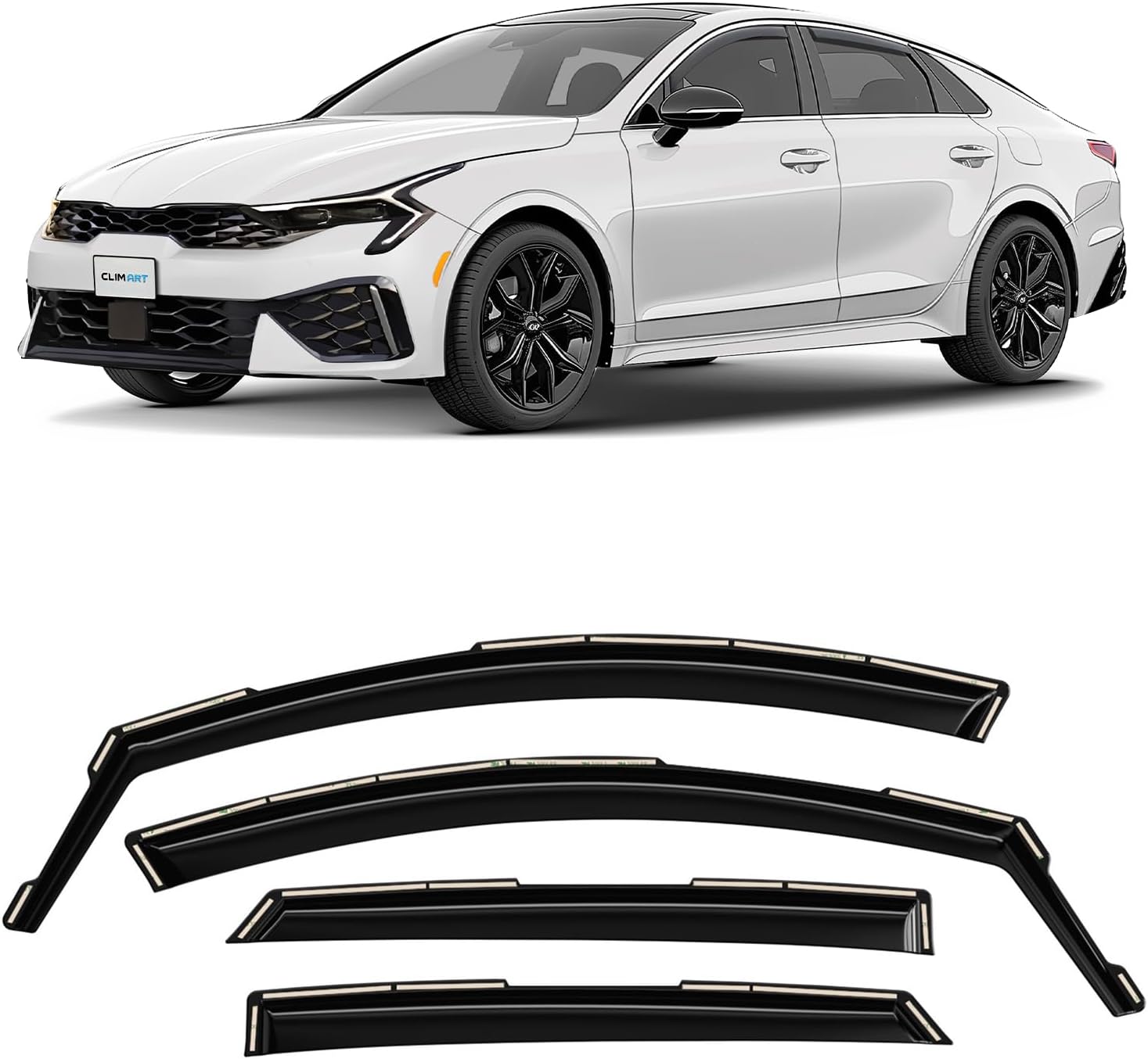 CLIM ART in-Channel Incredibly Durable Rain Guards for Kia K-5 2021-2026, Original Window Deflectors, Vent Window Visors, Vent Deflector, 4 pcs. - 621276