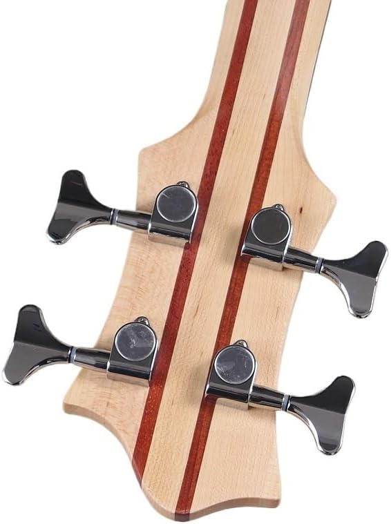 4-String Electric Bass Guitar, 43-Inch Full Size, Natural Finish, Tree Burl Top, Solid Ashwood Body