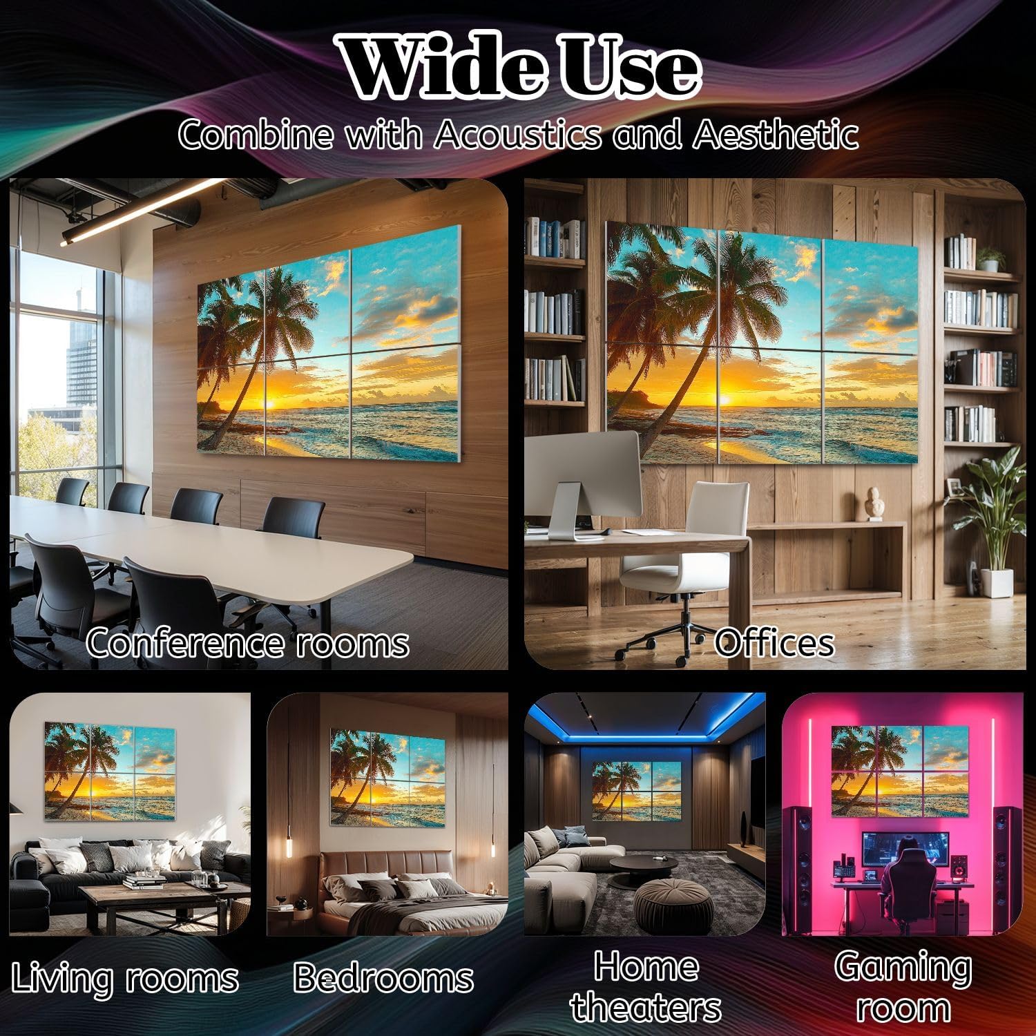 6 Pack Art Acoustic Panels Barbados Sound Absorbing Panel 48