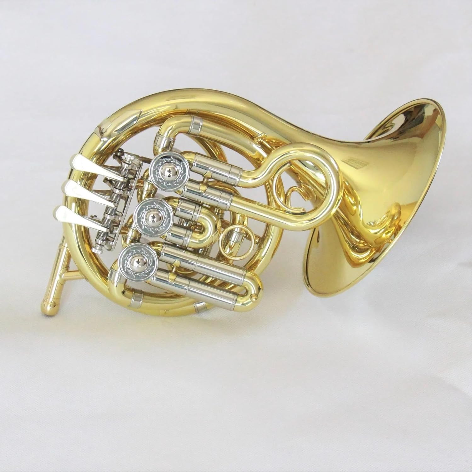 Brass French Horn Mini French Horn Instrument Gold Lacquered French Horn Cloth Cover Foam Box