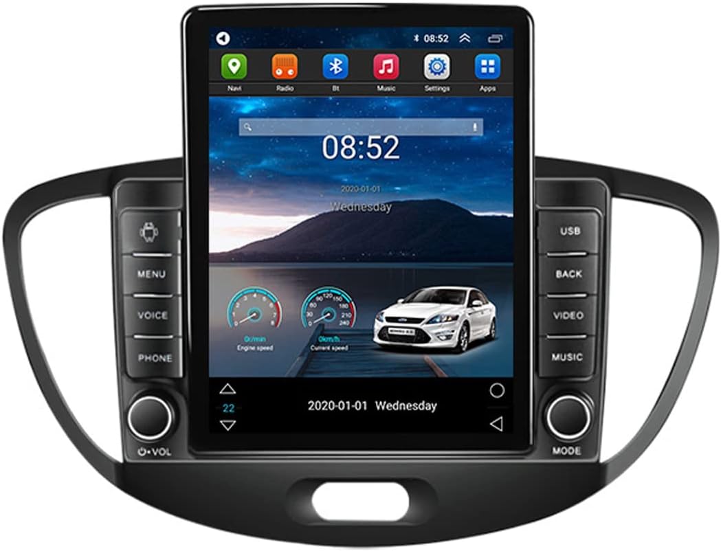 Car Stereo Receiver, 9.7 Inch Touch Screen Bluetooth Car Radio Multimedia MP5 Player for Hyundai I10 2007-2013 with Backup Camera Support Navigation/Steering Wheel Control,Ts400 4g+64g