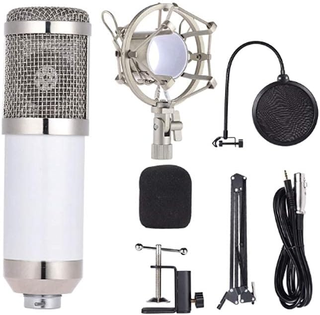 Professional Studio Broadcast Recording Condenser Microphone Microphone Kit 3.5mm, with Shock Absorber, Hanging Scissors Arm Bracket (D)