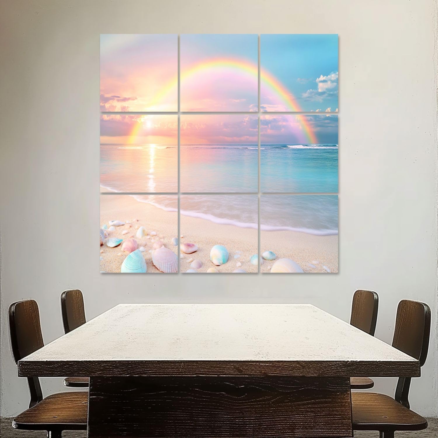 Art Acoustic Panels Self Adhesive Rejuvenating Beach Sunrise Crystal Pastel Pebbles 9 Packs Decorative Soundproof Wall Panels Large Sound Absorbing Panels for Home Office 60