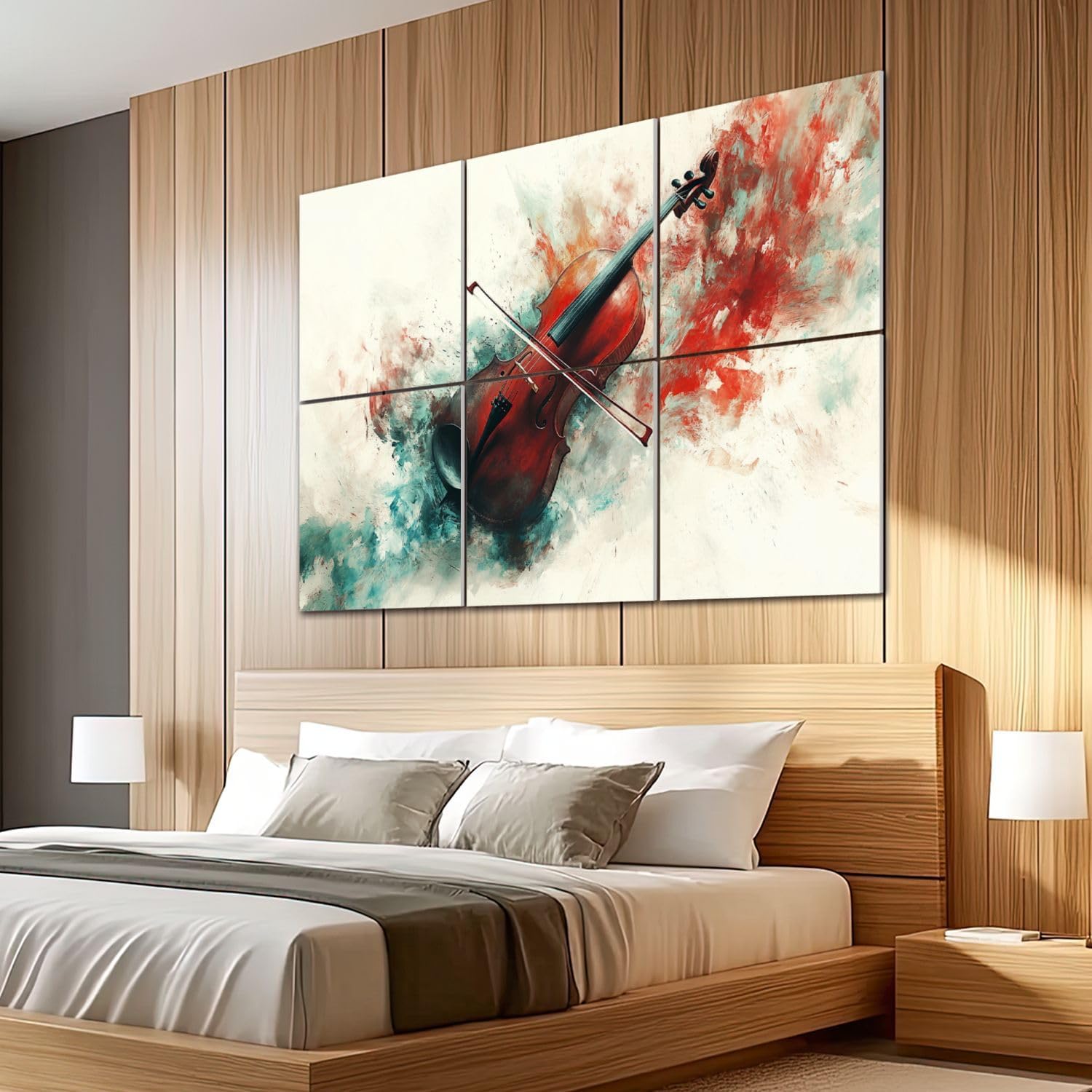 6 Pack Art Acoustic Panels Sound Absorbing Music Graffiti Poster Cello Instrument Colorful Studio Musical Violin Decorative Soundproof Wall Panels Self Adhesive for Recording Studios Office 72