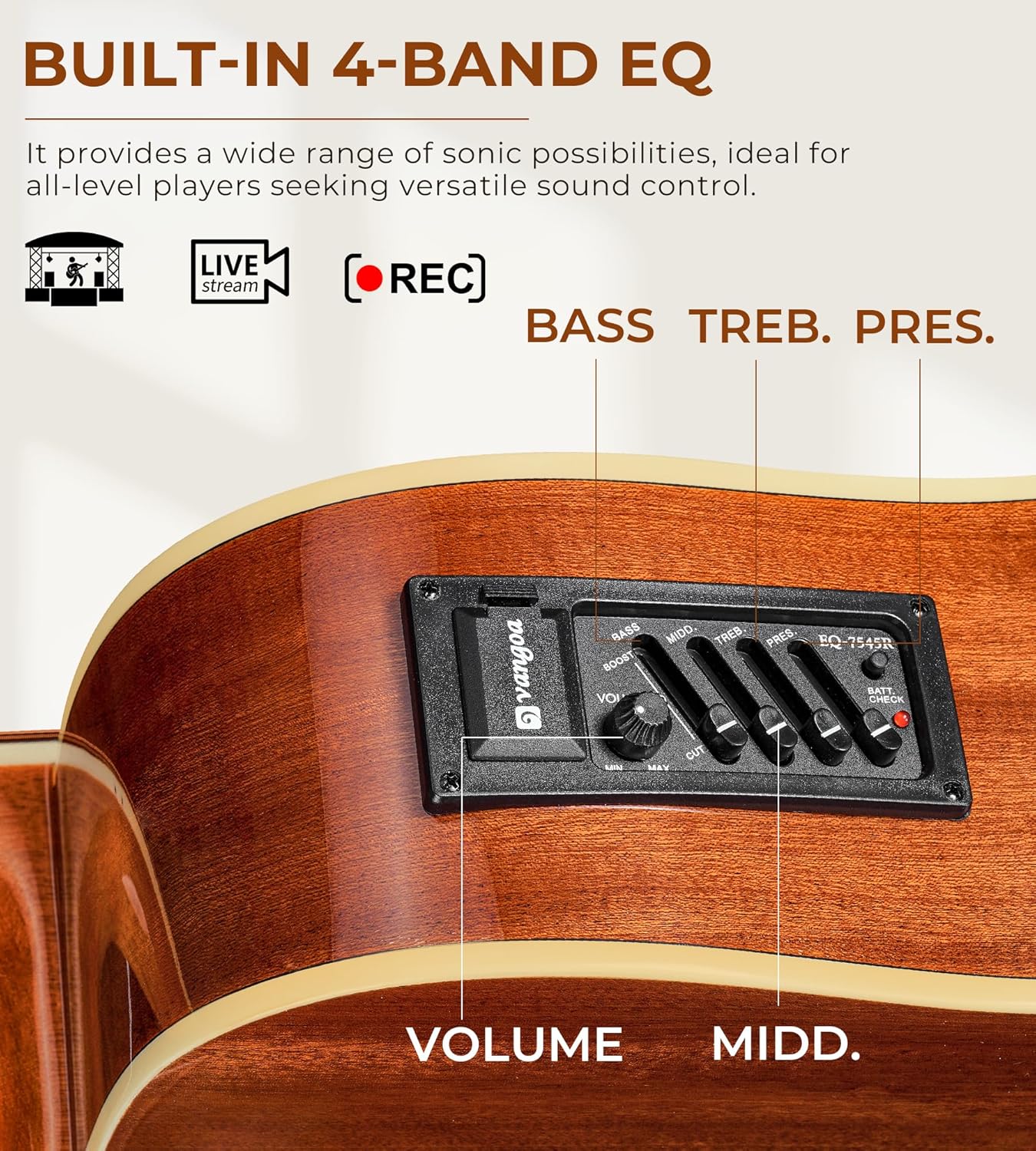 Vangoa 12 String Guitar, Acoustic Electric Guitar 12 Strings, Spruce Top, Sapele Body, Bone Nut, Natural, Gloss