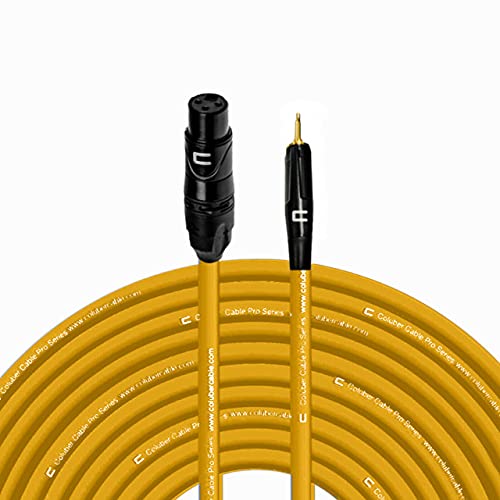 Unbalanced XLR Female Cable to 3.5 TS Male - 200 Feet Yellow - Pro 3-Pin Microphone Connector for Powered Speakers, Audio Interface or Mixer for Live Performance & Recording