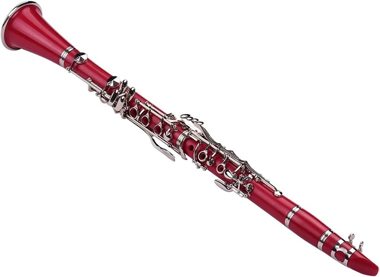 Clarinet Set ABS 17-Key Clarinet Bb Flat Belt Suitcase Gloves Cleaning Cloth Reed Box 10 Pieces Reed Woodwind Instrument Professional Clarinet (Color : Red)