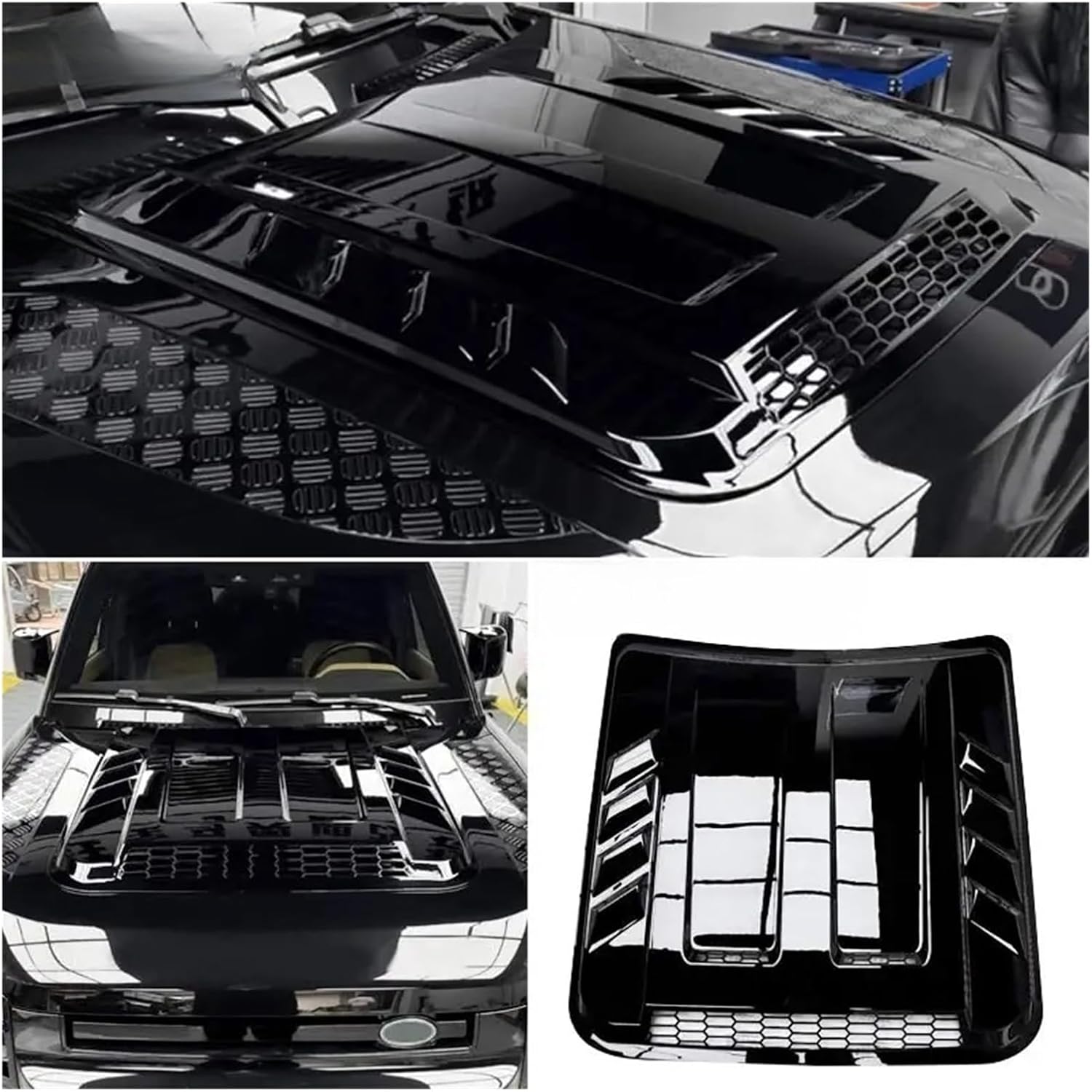 Compatible For Land Rover Defender L663 90 110 130 2020-2025 Car Bonnet Armor Engine Hood Panel Blackened Appearance ABS Material(Midnight Black)