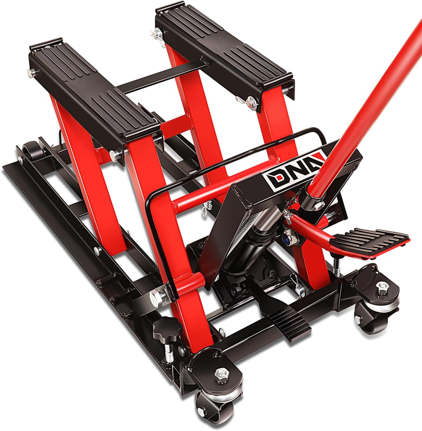 DNA Motoring Steel Hydraulic Motorcycle ATV Scissor Lift Jack Hoist Stand - 1500 lbs Capacity, Low Profile, 4.5-15