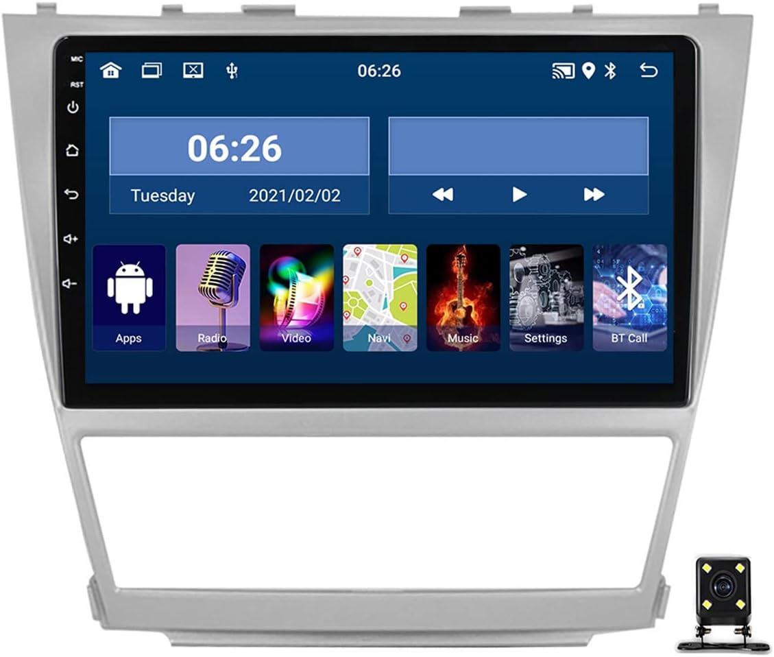 Double Din Car Stereo Receiver, 9In Touch Screen Car Radio Bluetooth, WiFi, USB, FM Radio, Compatible with Carplay and Auto, for Toyota Camry 2007-2011 with Backup Camera