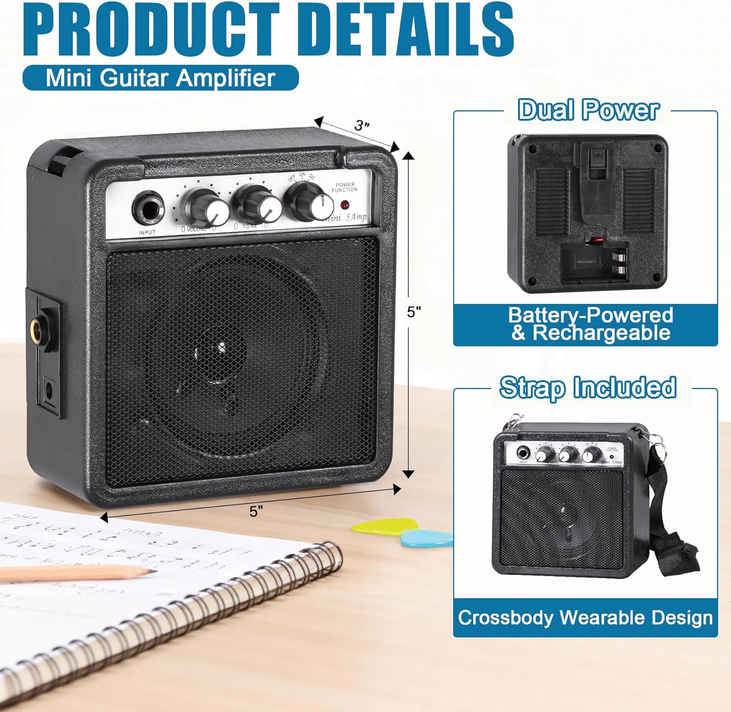 Smartxchoices 30 Inch Electric Guitar, Starter Kit for Kids with Amplifier,Picks, Gig Bag, Shoulder Strap, Cable & Accessory Kit,Solid Wood Body, Blue