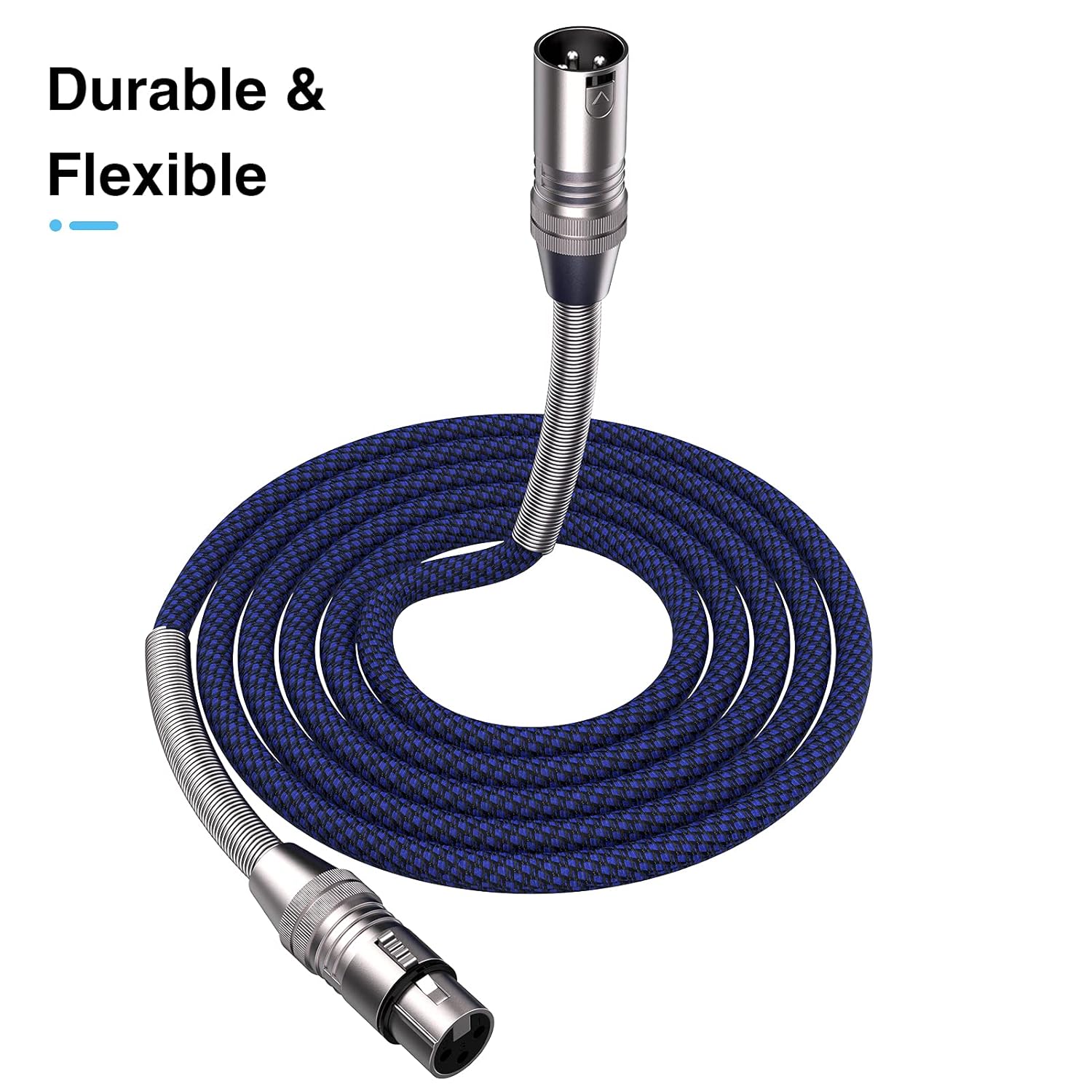 XLR Cable 200ft, Multi-Color Heavy Duty Nylon Braided XLR Male to Female, Microphone Cable 3 Pin Balanced XLR Cable Compatible with Speakers, Microphones, Stage Lighting and More - Blue