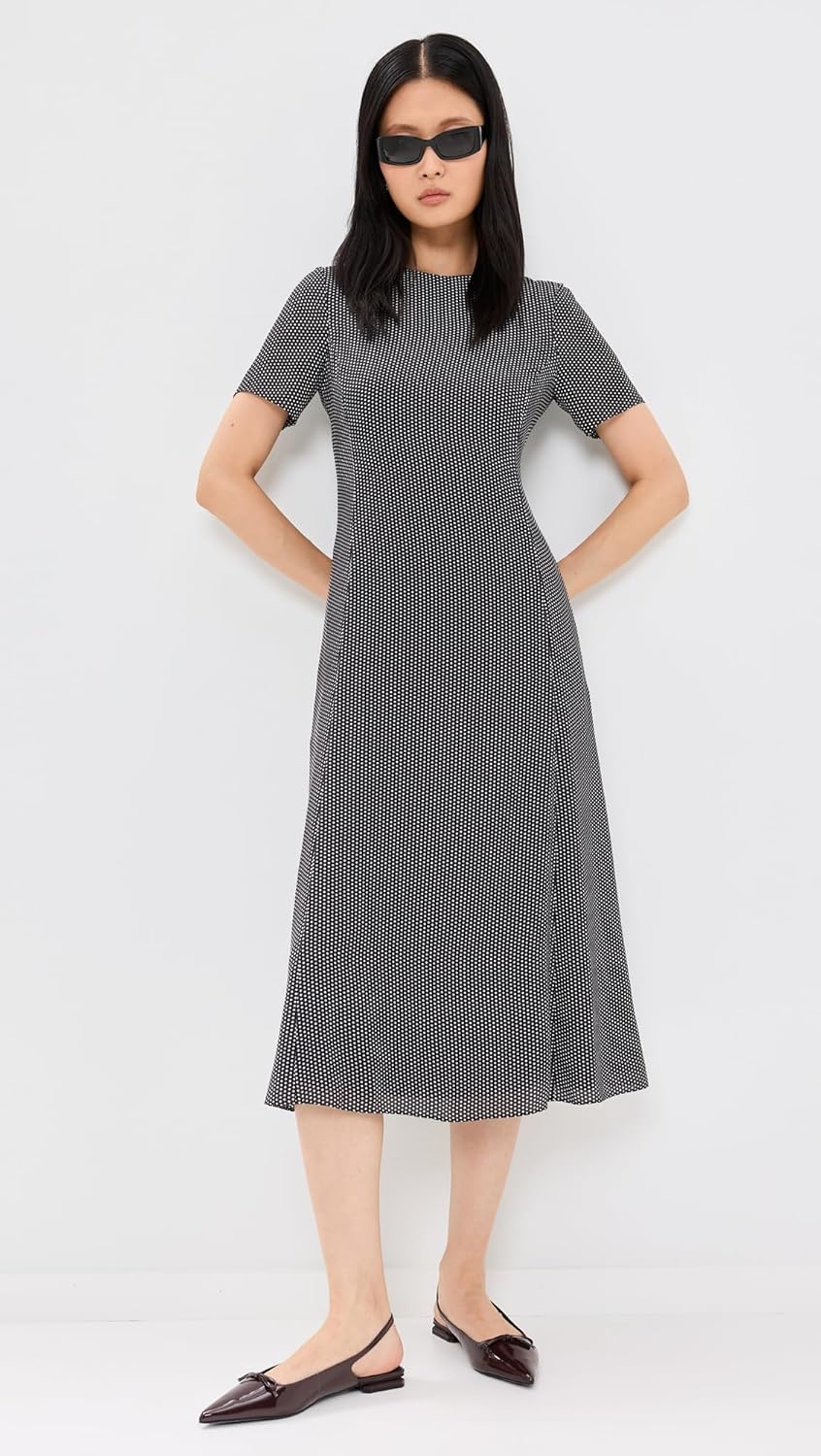 Theory Women's Short Sleeve Flare Midi Dress