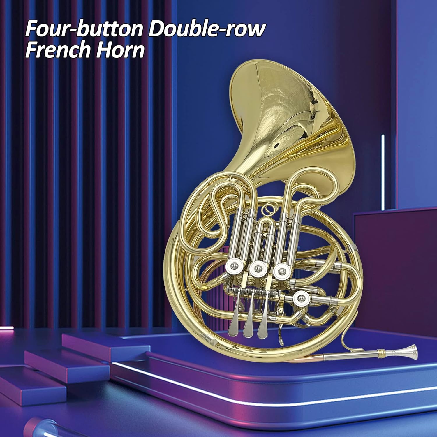 Double French Horn,4 Key Double Row French Horn for Beginners Examinations