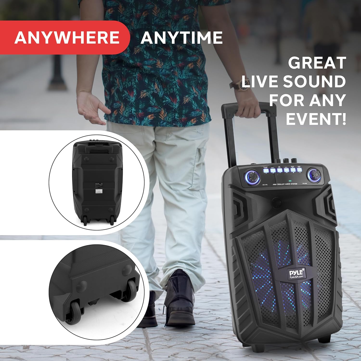 Pyle 680W Portable Bluetooth PA Speaker - 10