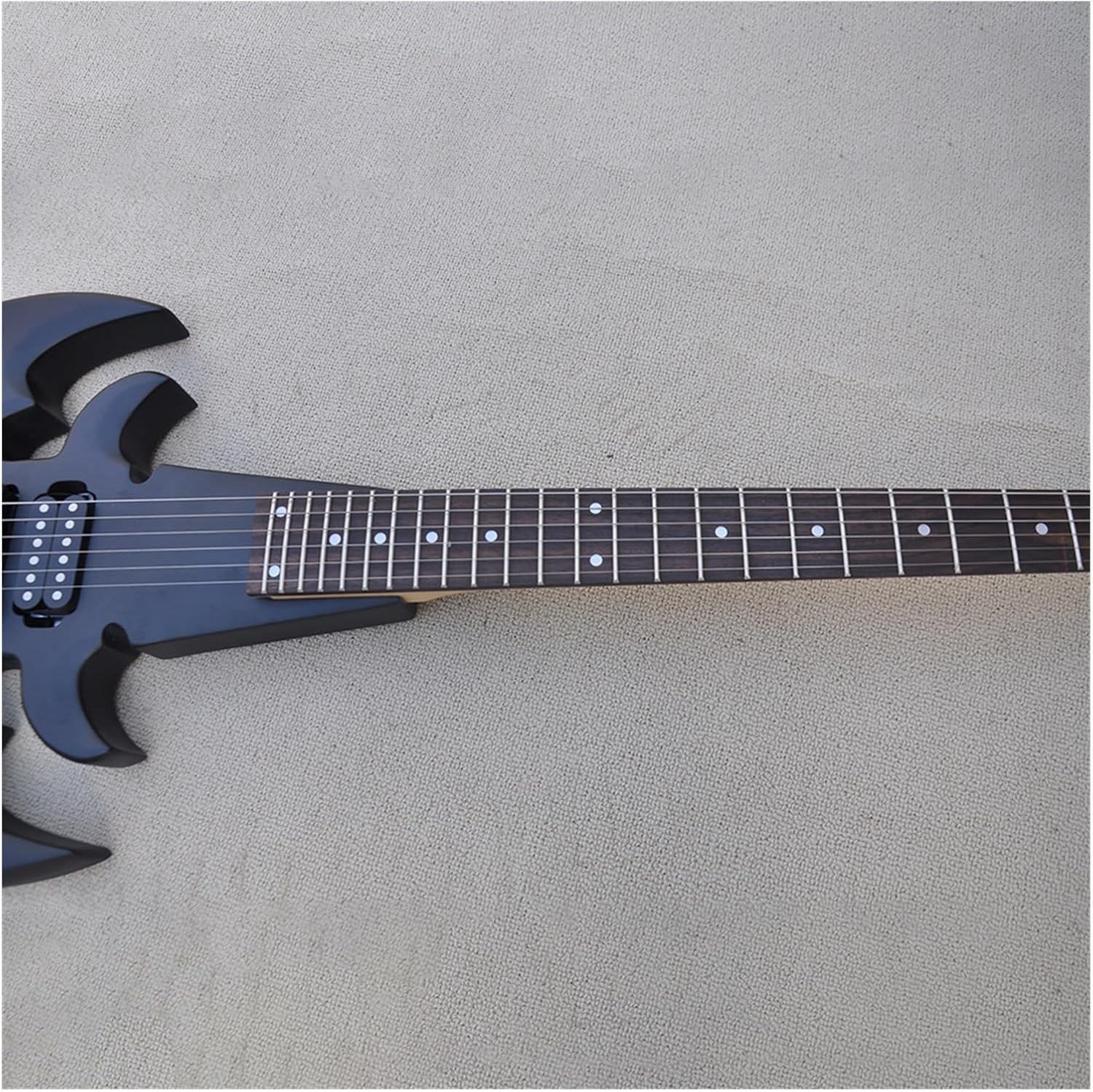 VENEKA Headless Electric Guitar Black Matte 6 Strings Unusual Headless Electric Guitar with Rosewood Fretboard 24 Frets