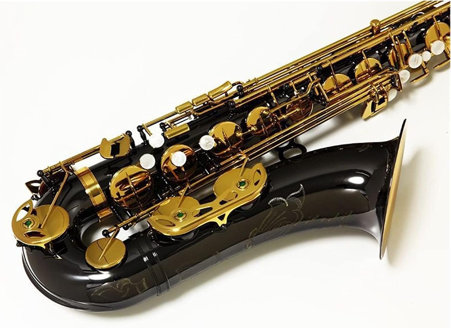 Sax Beginners Kit Tenor Saxophone B Flat Brass Nickel Plated Musical Instruments Sax with Case Mouthpiece Wind Instrument (Color : SX90R Black Gold)