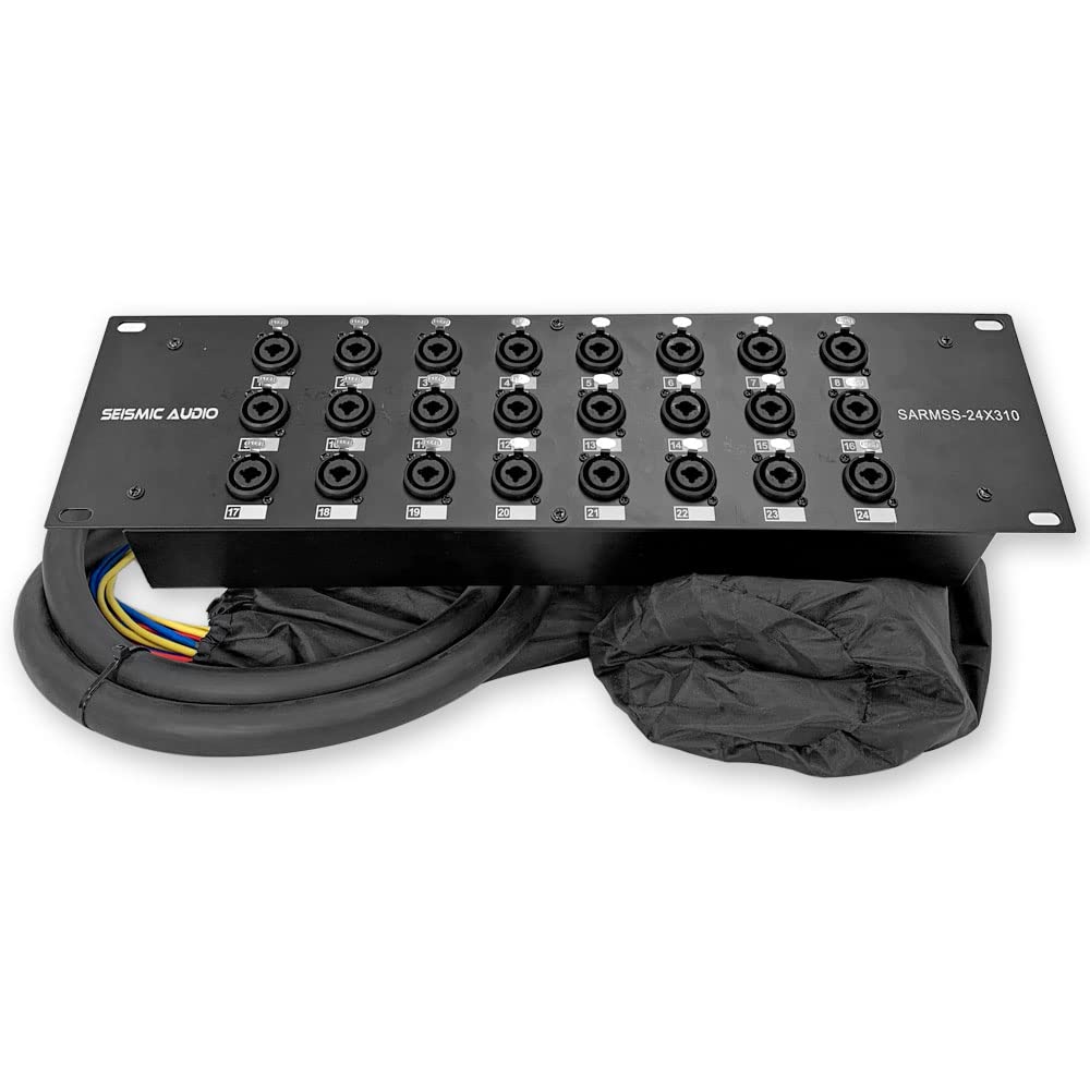 Seismic Audio SARMSS-24x310-24 Channel XLR TRS Combo Splitter Snake Cable - 3' and 10' XLR Trunks