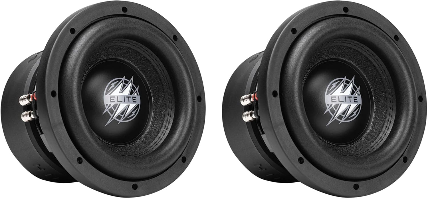 Hifonics 2 Pack Elite 8 Inch Car Mount Subwoofer with Dual 2 Ohm Voice Coil Speaker 1200 Watt Peak Power Mobile Amplifier System, Black